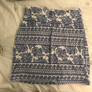 Blue and white mini skirt